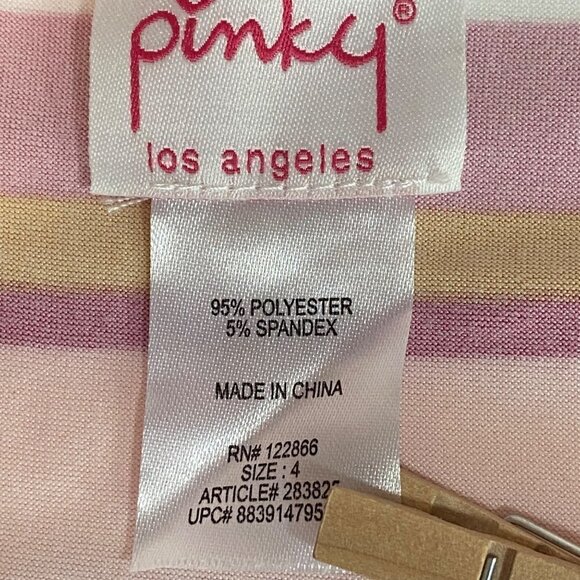 Pinky Los Angeles Berry Multi Striped Girls’ Dress with Glitter Cat Size 4 - Picture 6 of 7